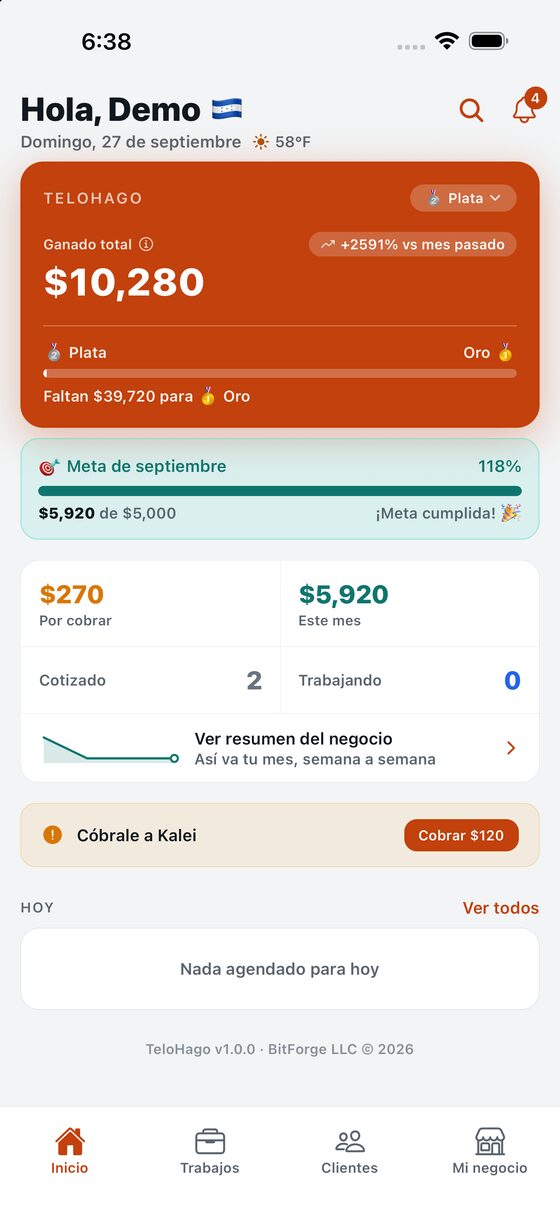 Inicio: lo ganado, tu nivel y la meta del mes.